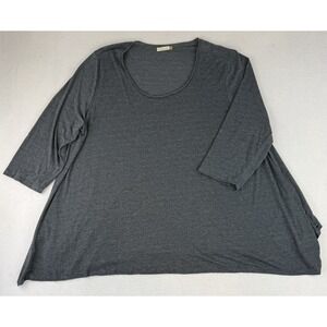 Chalet et Ceci Asymmetric Hem 3/4 Sleeve Tunic 2X Bamboo Lagenlook Artsy C72216